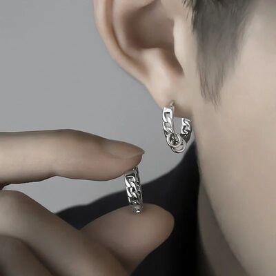 1Pair Hiphop Punk Small Hoop Earrings For Men Women Hollow G