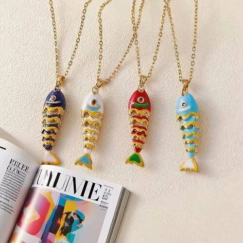 Ocean Series Colorful Fish Pendant Texture Necklace for Wome