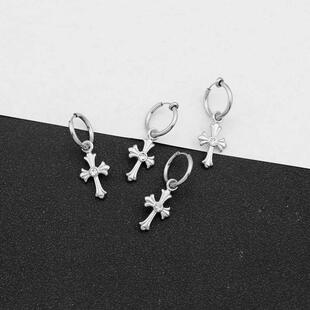 Cross Titanium Steel Hip Hop Hong Kong Vintage Earrings