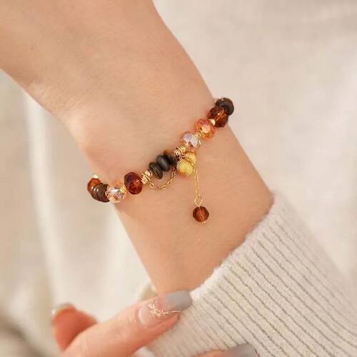 Vintage Brown Beaded Bracelet for Women Girls New Chinese St