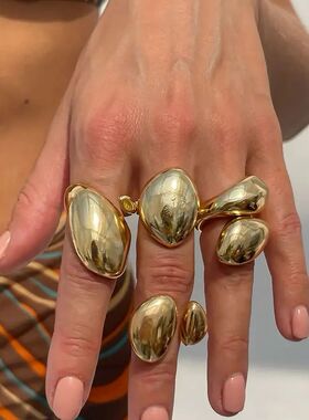 Ingemark 4Pcs/Set Punk Hip-Hop Irregular Geometric Rings for