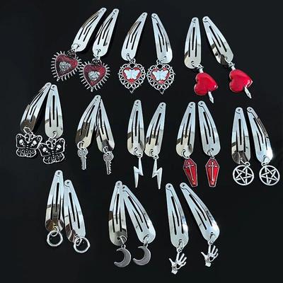 Vintage Goth Evil Eye Butterfly Love Heart Star Hair Clip Ha