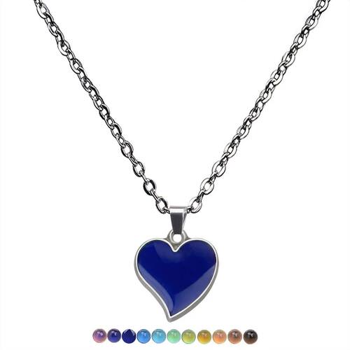 Fashion Warmth Mood Color Change Love Peach Heart Necklace S