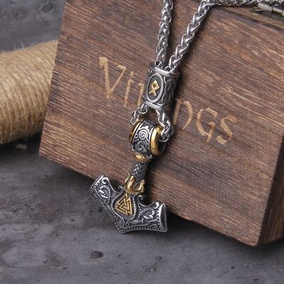 Norse Scandinavian Vienna Viking Valknut Necklace Men  Stain