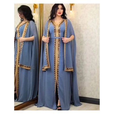 Elegant   For Women Dress 2 Piece Set Chiffon Cloak Caftan I