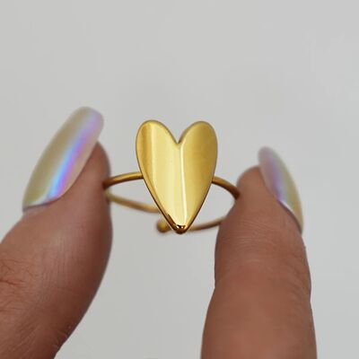 Sainless Seel Rings for Women Aesheic Hear Gold Color Weddin