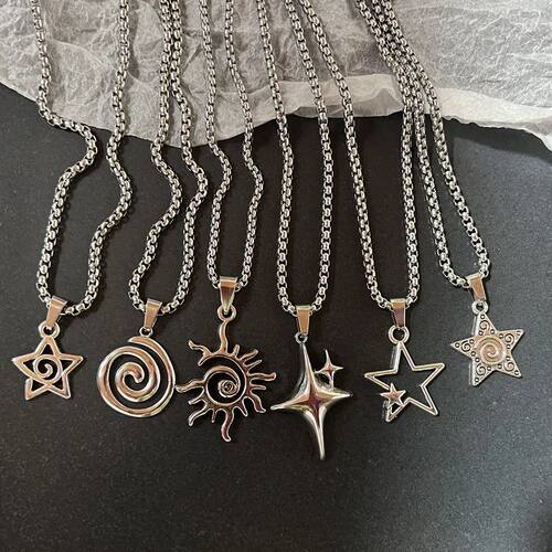 New Pendant Necklaces Unisex Cross Double Star Geometric Min