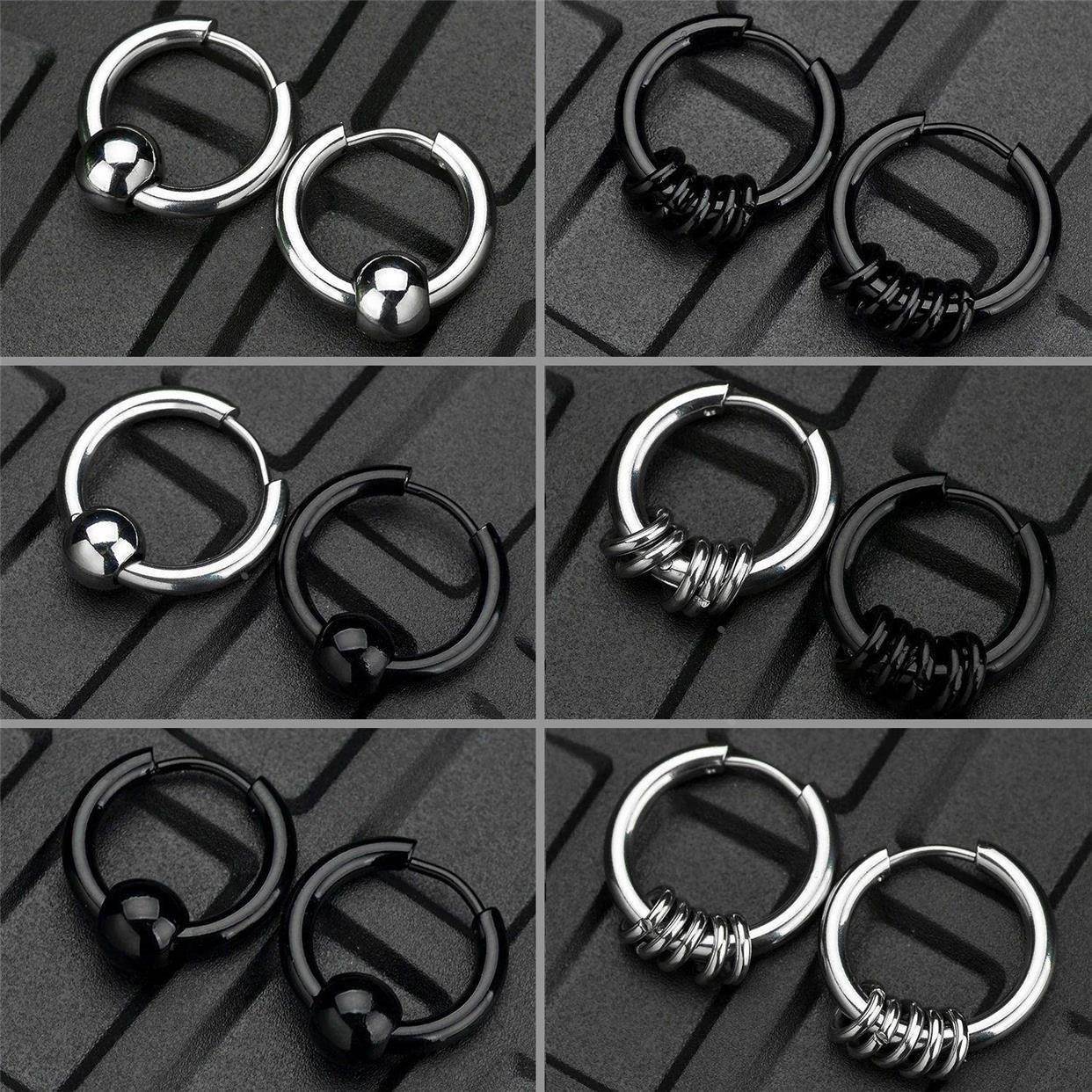 1 Pair Stainless Steel Hoop Earrings for Men Women Small Cir