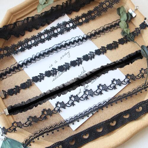 Gothic Victorian Black Lace Necklace for Women Boho Crystal