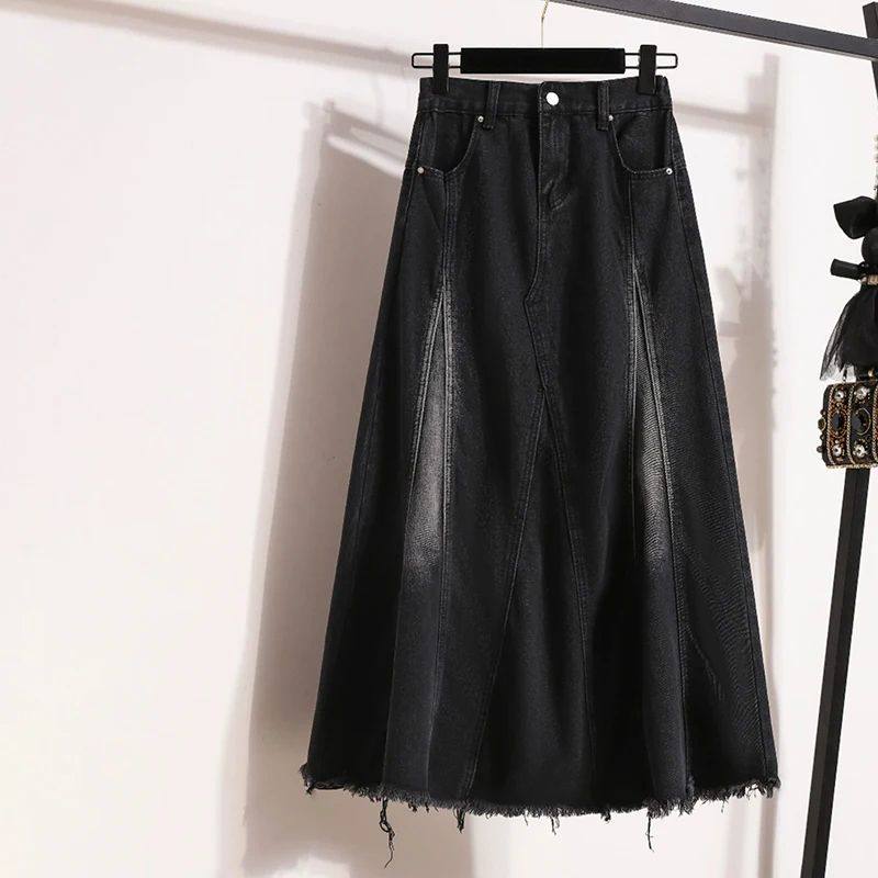 Black Color Denim Skirts Female Autumn New Commuter Versatil