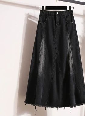 Black Color Denim Skirts Female Autumn New Commuter Versatil