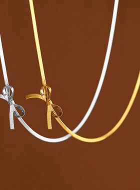 cae Y2K Meal Bow Collarbone Snake Bone Chain Necklace Fashio