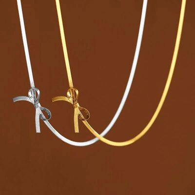 cae Y2K Meal Bow Collarbone Snake Bone Chain Necklace Fashio