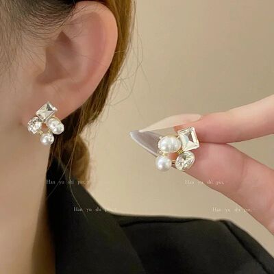French fashion pearl sud earrings personalized versaile diam