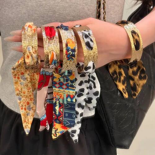 Vinage Silk Scarf Cuff Bangles for Women Punk Geomeric Meal