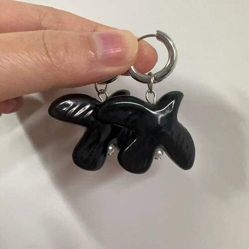 Exaggerated Black Peace Dove Hoop Earrings for Women Men Pun