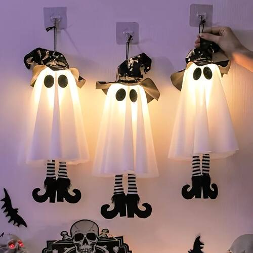 1Pc Halloween Wizard Ghost LED Light Button Battery Powered