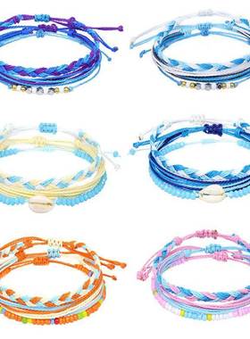 Colour Bracelet Set Charm Infinity Waves Wax Thread Woven Br