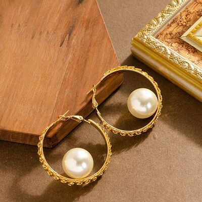 Fashion exaggeraed geomeric circle whea ear pearl earrings f