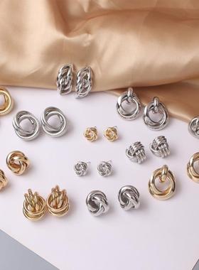 Twist Metal Stud Earrings for Women Hollow Geometric Stateme