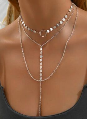 Sexy Long Tassel Sequin Y-Shaped Necklaces for Women Ladies
