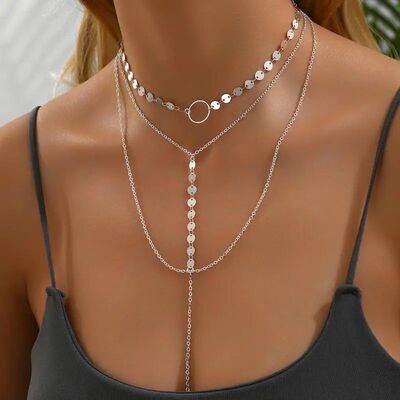 Sexy Long Tassel Sequin Y-Shaped Necklaces for Women Ladies