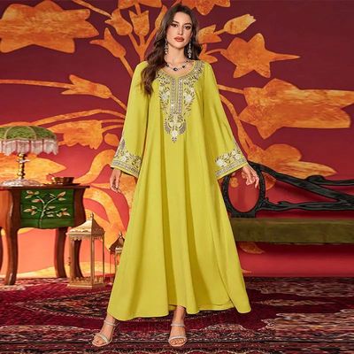 Elegant Appliques s Morocco Kaftan Women  Loose Party Dress