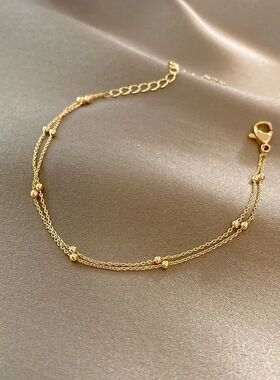 ndy Double Layers Small Round Beads Bracelet Women's Hand Br
