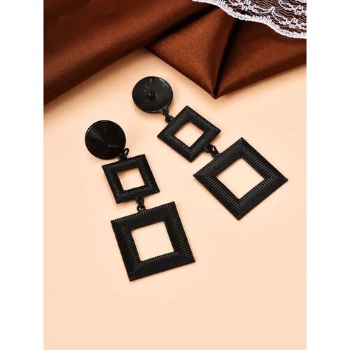 Classic Geometric Multi Layer Square Drop Earrings For Women