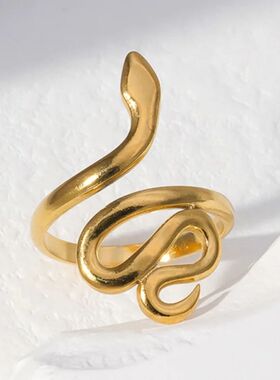 Sainless Seel Meal Snake Rings for Women Men Gold Color Geom