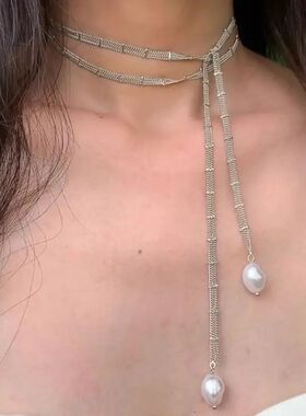 Ligh Luxury Exra-Long Tassel Pearl Necklace for Women Muli-F
