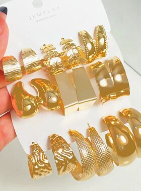 3Pair/Se Goh Vinage C Shape Meal Earrings for Women ndy Punk