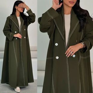 Double Breasted  for Women Long Dress Morocco Kaftan Long s
