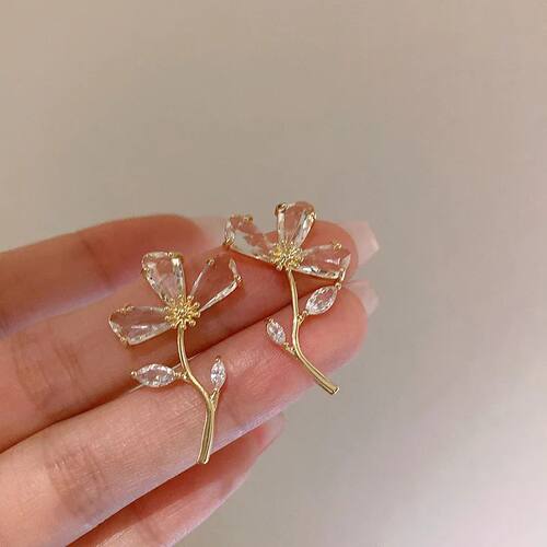 Y2K  Luxury Crystal Flower Shape Drop Earrings for Women Bri