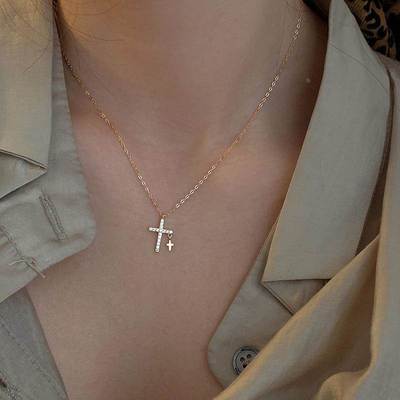 New Creativity Light luxury Zircon Cross Pendant Necklace Fo