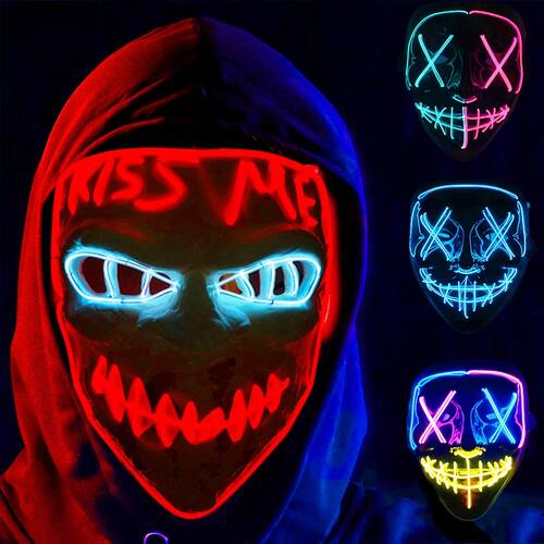 Wireless Halloween Neon LED Purge Mask Masque Masquerade Par