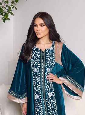 Velvet Kaftan Dubai   Djellaba Women  Maxi Dress Turkey Robe