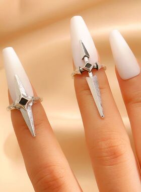 Gohic Dark Cross Open Nail Ring for Women Punk Vinage Adjusa