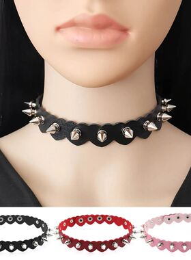 Punk Harajuku Personaliy nd Hear shape Rives Mulicolored Lea