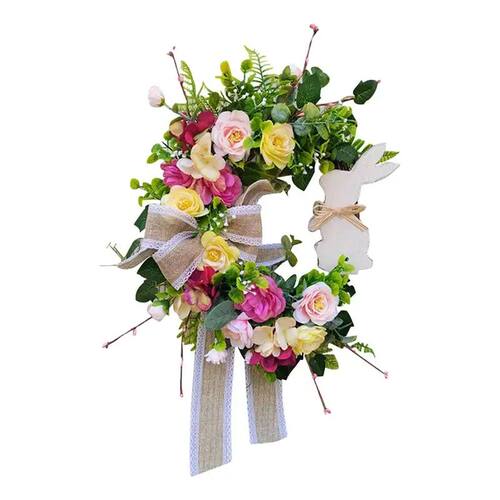 Easer Bunny Wreah Arificial Rabbi Fron Door Decoraion Easer