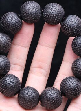 Natural ebony 20mm wood bead Bracelet Men's beaded carved bl