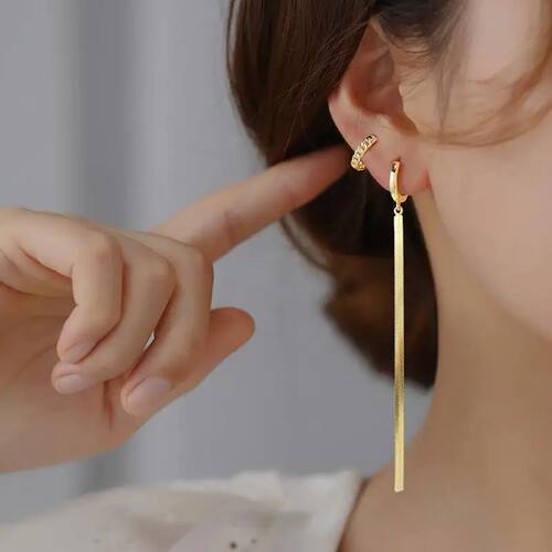 Fashion Stainless Steel Gold Color Long Tassel Earrings for