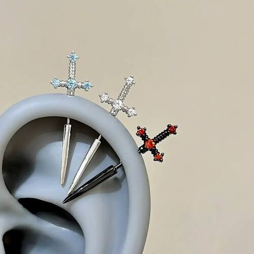 1 Pcs Excalibur Demon Sword Ear Studs for Women Gothic Punk