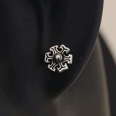 Retro Geometry Line Flower Earrings for Men Trendy Personali