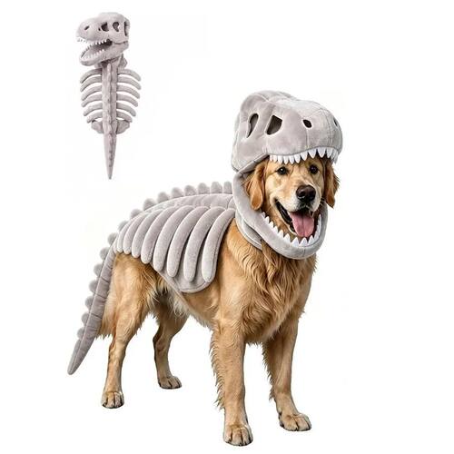 Pets Dinosaur Skeleton Costume Halloween Cat Outfit Hallowee