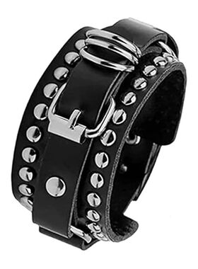 2 Pcs Pu Punk Leaher Cuff Bracele - Rero Rock Rive Wrisband