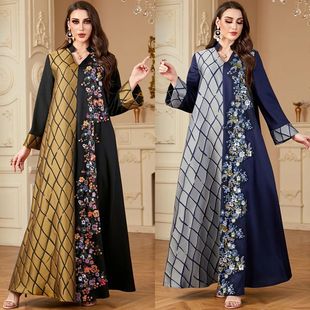 Women Embroidery Dress Patchwork Vestidos  Long Robe Morocco