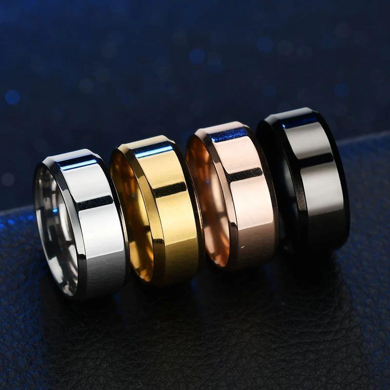Punk 2mm/4mm/6mm/8mm Stainless Steel Women Men Rings Smooth