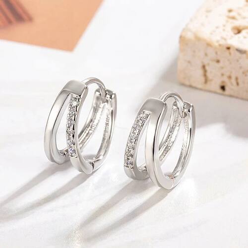 1Pair Exquisite Simple Geometric Double Circle Crossing Shin