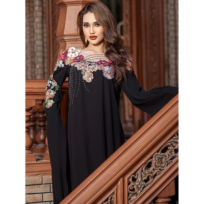 Applique s for Women Extra Long Sleeve Evening Party Dress